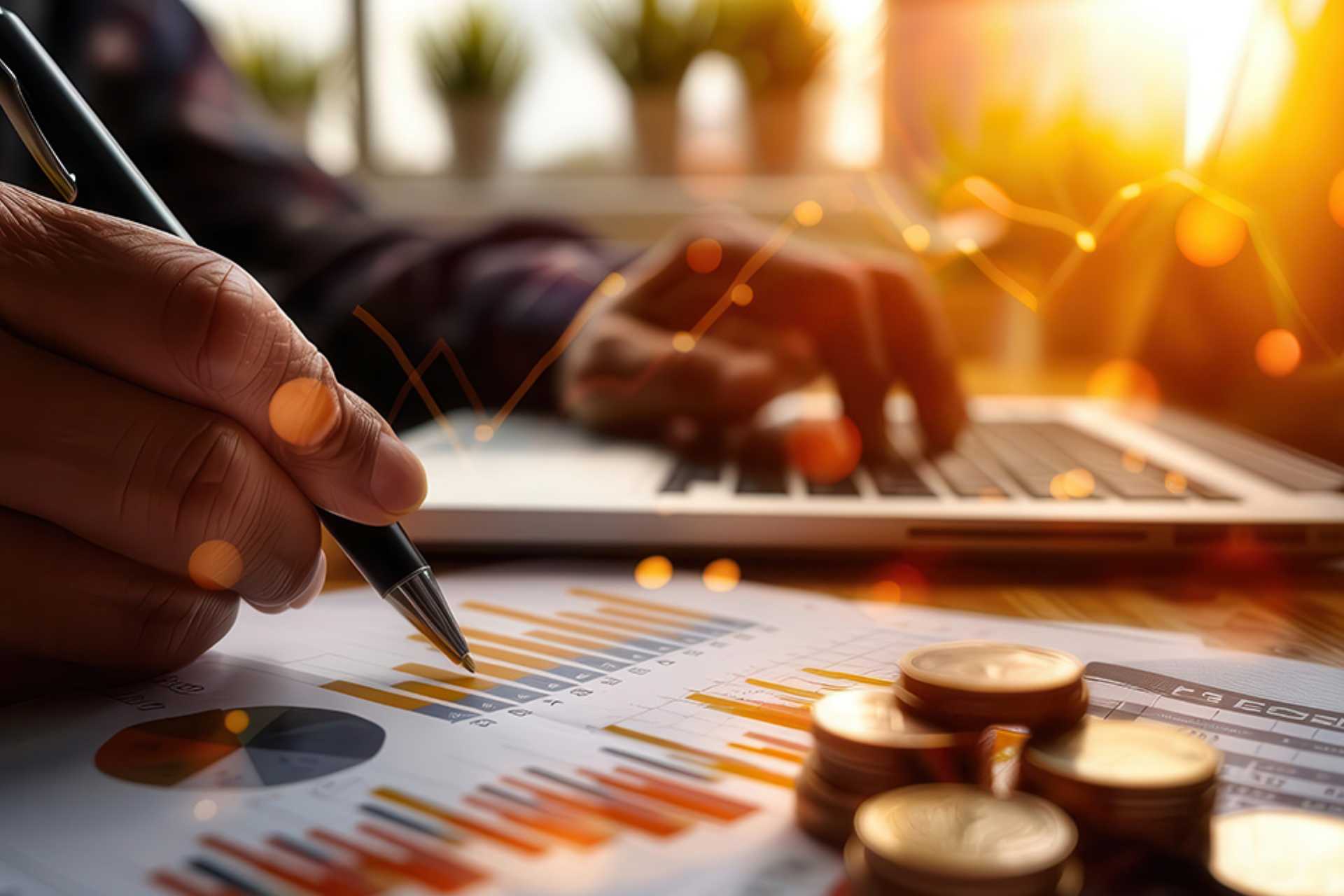 Laptop und Diagramme